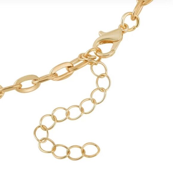 Yellow Tiger's Eye and White Austrian Crystal Adjustable Necklace 90.00 ctw New - Picture 5 of 6